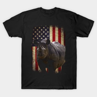 American Flag Rhino Love, Urban Safari Couture Tee Delight T-Shirt